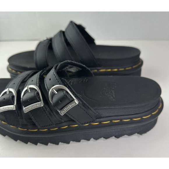 Dr Doc Martens Black Blaire Slides Buckle Strap Sandals Women's US Size 8 Shoes - Picture 7 of 16